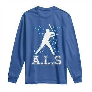 ALS Awareness Long Sleeve Shirt Baseball Strike Out ALS Support TS10 Royal Blue Print Your Wear