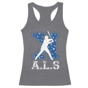 ALS Awareness Racerback Tank Top Baseball Strike Out ALS Support TS10 Charcoal Print Your Wear