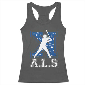 ALS Awareness Racerback Tank Top Baseball Strike Out ALS Support TS10 Dark Heather Print Your Wear