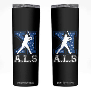 ALS Awareness Skinny Tumbler Baseball Strike Out ALS Support TS10 Black Print Your Wear