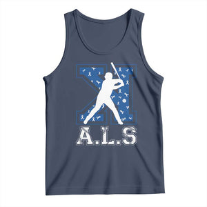 ALS Awareness Tank Top Baseball Strike Out ALS Support TS10 Navy Print Your Wear