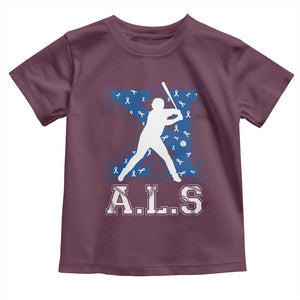 ALS Awareness Toddler T Shirt Baseball Strike Out ALS Support TS10 Maroon Print Your Wear