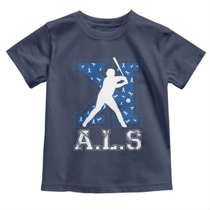 ALS Awareness Toddler T Shirt Baseball Strike Out ALS Support TS10 Navy Print Your Wear