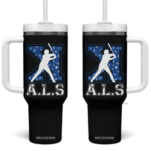 ALS Awareness Tumbler With Handle Baseball Strike Out ALS Support TS10 One Size: 40 oz Black Print Your Wear