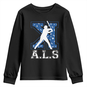 ALS Awareness Youth Sweatshirt Baseball Strike Out ALS Support TS10 Black Print Your Wear