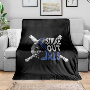 ALS Awareness Throw Blanket Blue Ribbon Baseball Strike Out ALS Support TS10 Print Your Wear
