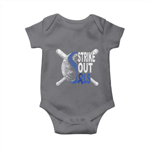 ALS Awareness Baby Onesie Blue Ribbon Baseball Strike Out ALS Support TS10 Charcoal Print Your Wear