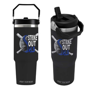 ALS Awareness Flip Straw Tumbler Blue Ribbon Baseball Strike Out ALS Support TS10 One Size: 30 oz Black Print Your Wear