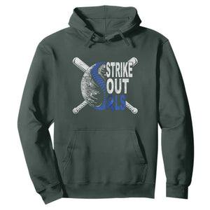 ALS Awareness Hoodie Blue Ribbon Baseball Strike Out ALS Support TS10 Dark Forest Green Print Your Wear