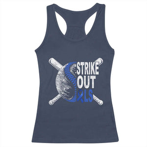 ALS Awareness Racerback Tank Top Blue Ribbon Baseball Strike Out ALS Support TS10 Navy Print Your Wear
