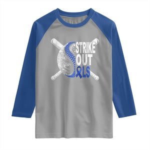 ALS Awareness Raglan Shirt Blue Ribbon Baseball Strike Out ALS Support TS10 Sport Gray Royal Print Your Wear