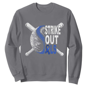 ALS Awareness Sweatshirt Blue Ribbon Baseball Strike Out ALS Support TS10 Charcoal Print Your Wear