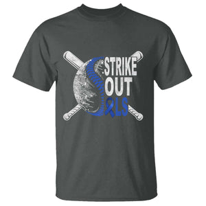 ALS Awareness T Shirt Blue Ribbon Baseball Strike Out ALS Support TS10 Dark Heather Print Your Wear
