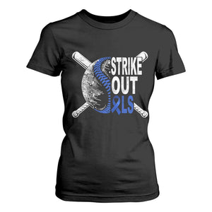 ALS Awareness T Shirt For Women Blue Ribbon Baseball Strike Out ALS Support TS10 Black Print Your Wear