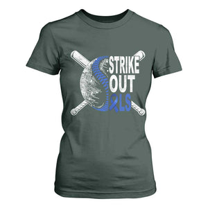 ALS Awareness T Shirt For Women Blue Ribbon Baseball Strike Out ALS Support TS10 Dark Forest Green Print Your Wear