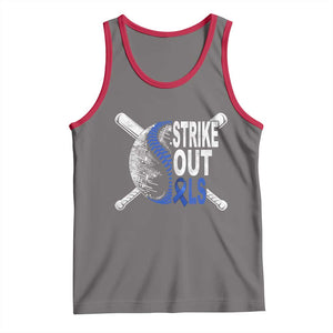 ALS Awareness Tank Top Blue Ribbon Baseball Strike Out ALS Support TS10 Deep Heather Red Print Your Wear
