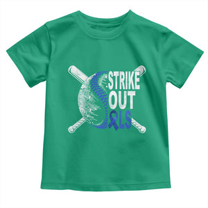 ALS Awareness Toddler T Shirt Blue Ribbon Baseball Strike Out ALS Support TS10 Irish Green Print Your Wear
