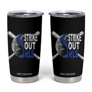 ALS Awareness Tumbler Cup Blue Ribbon Baseball Strike Out ALS Support TS10 Black Print Your Wear