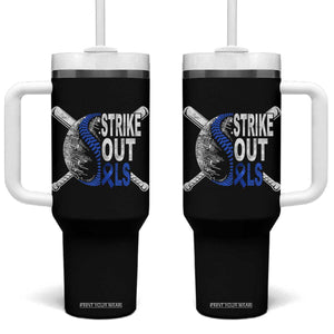 ALS Awareness Tumbler With Handle Blue Ribbon Baseball Strike Out ALS Support TS10 One Size: 40 oz Black Print Your Wear