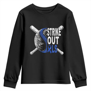 ALS Awareness Youth Sweatshirt Blue Ribbon Baseball Strike Out ALS Support TS10 Black Print Your Wear