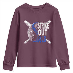ALS Awareness Youth Sweatshirt Blue Ribbon Baseball Strike Out ALS Support TS10 Maroon Print Your Wear