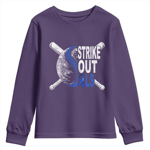 ALS Awareness Youth Sweatshirt Blue Ribbon Baseball Strike Out ALS Support TS10 Purple Print Your Wear