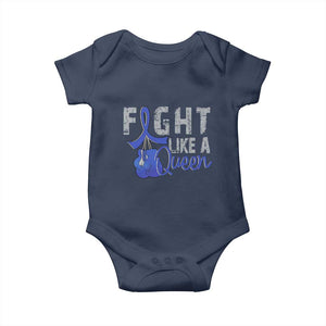 Fight Like A Queen Baby Onesie Blue Ribbon Colon Cancer Awareness TS10 Navy Print Your Wear