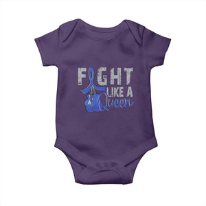 Fight Like A Queen Baby Onesie Blue Ribbon Colon Cancer Awareness TS10 Purple Print Your Wear
