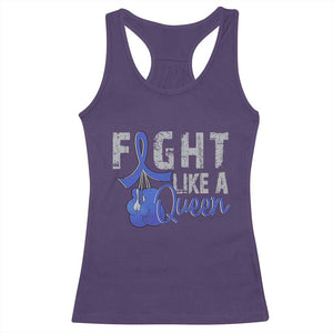 Fight Like A Queen Racerback Tank Top Blue Ribbon Colon Cancer Awareness TS10 Purple Print Your Wear