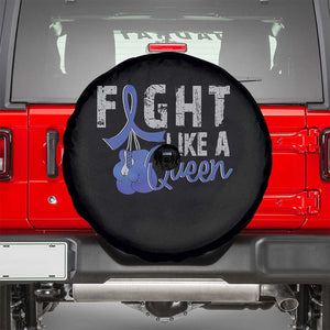 Fight Like A Queen Spare Tire Cover Blue Ribbon Colon Cancer Awareness TS10 Black Print Your Wear