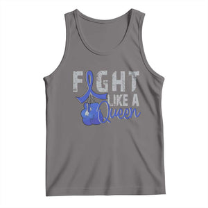 Fight Like A Queen Tank Top Blue Ribbon Colon Cancer Awareness TS10 Deep Heather Print Your Wear