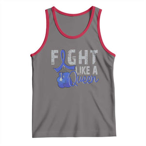 Fight Like A Queen Tank Top Blue Ribbon Colon Cancer Awareness TS10 Deep Heather Red Print Your Wear