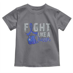 Fight Like A Queen Toddler T Shirt Blue Ribbon Colon Cancer Awareness TS10 Charcoal Print Your Wear