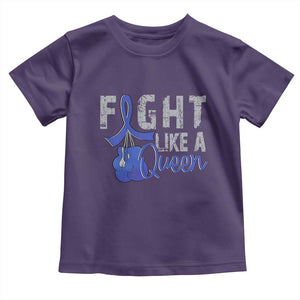 Fight Like A Queen Toddler T Shirt Blue Ribbon Colon Cancer Awareness TS10 Purple Print Your Wear