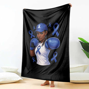 Black Women Fight Colon Cancer Blue Ribbon Throw Blanket African American Girls TS10 Print Your Wear