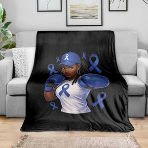 Black Women Fight Colon Cancer Blue Ribbon Throw Blanket African American Girls TS10 Print Your Wear