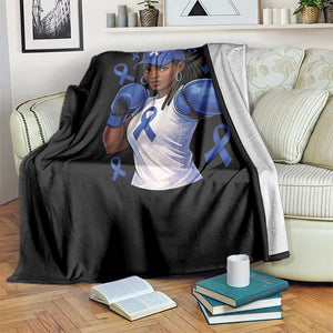 Black Women Fight Colon Cancer Blue Ribbon Throw Blanket African American Girls TS10 Print Your Wear