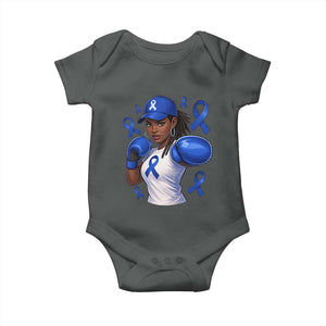 Black Women Fight Colon Cancer Blue Ribbon Baby Onesie African American Girls TS10 Dark Heather Print Your Wear