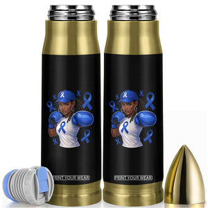 Black Women Fight Colon Cancer Blue Ribbon Bullet Tumbler African American Girls TS10 Black Print Your Wear
