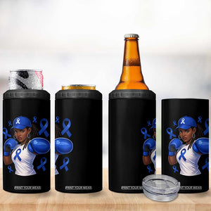 Black Women Fight Colon Cancer Blue Ribbon 4 in 1 Can Cooler Tumbler African American Girls TS10 Print Your Wear