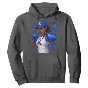 Black Women Fight Colon Cancer Blue Ribbon Hoodie African American Girls TS10 Dark Heather Print Your Wear