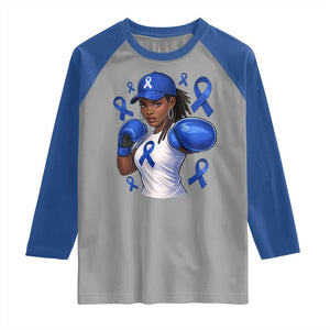 Black Women Fight Colon Cancer Blue Ribbon Raglan Shirt African American Girls TS10 Sport Gray Royal Print Your Wear