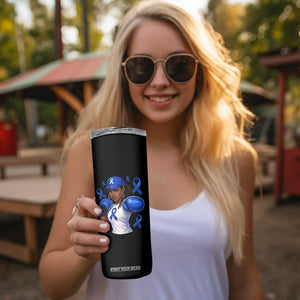 Black Women Fight Colon Cancer Blue Ribbon Skinny Tumbler African American Girls TS10 Print Your Wear