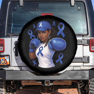 Black Women Fight Colon Cancer Blue Ribbon Spare Tire Cover African American Girls TS10 No hole Black Print Your Wear
