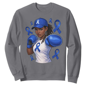 Black Women Fight Colon Cancer Blue Ribbon Sweatshirt African American Girls TS10 Charcoal Print Your Wear