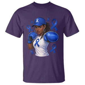 Black Women Fight Colon Cancer Blue Ribbon T Shirt African American Girls TS10 Purple Print Your Wear