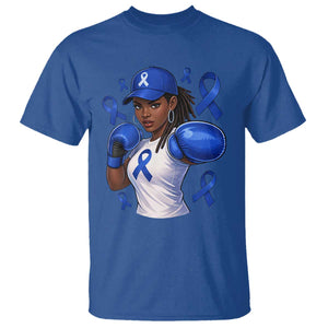 Black Women Fight Colon Cancer Blue Ribbon T Shirt African American Girls TS10 Royal Blue Print Your Wear