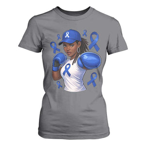 Black Women Fight Colon Cancer Blue Ribbon T Shirt For Women African American Girls TS10 Charcoal Print Your Wear