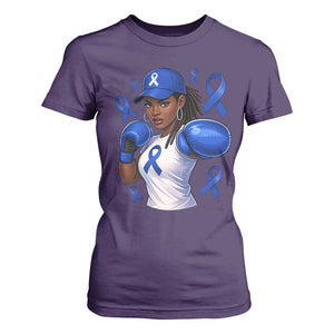 Black Women Fight Colon Cancer Blue Ribbon T Shirt For Women African American Girls TS10 Purple Print Your Wear