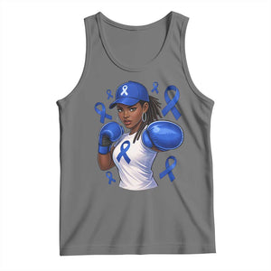 Black Women Fight Colon Cancer Blue Ribbon Tank Top African American Girls TS10 Black Heather Print Your Wear